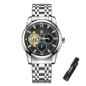 Men's Fully Automatic Mechanical Watch Tourbillon Lunar Phase Display 24 Hour... - Picture 1 of 9