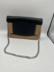 Danielle Nicole Camel & Schwarz 100% Rindsleder Clutch Schultertasche Handtasche - Bild 1 von 11