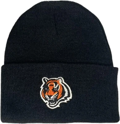Cincinnati Bengals Clásico Negro Puños Tejido Gorro Invierno Gorra Esquí NFL Nuevo Foto 1 de 2
