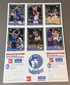 Minnesota Timberwolves 1992-93 Topps NBA 6 card promo sheet (SGA) Ex Condition - Picture 1 of 5