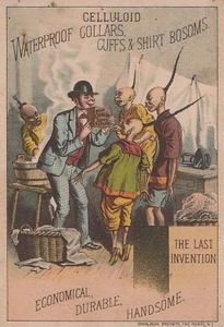 1880 Celluloid Waterproof Collars  Victorian Trade Card  A7G - Picture 1 of 2