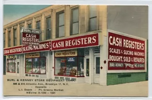 Burl Kenney Registrierkasse Laden Brooklyn New York Werbung Leinen Postkarte - Bild 1 von 1