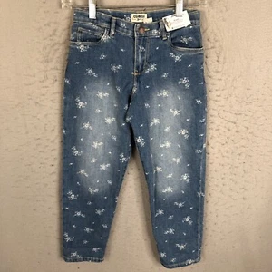 Osh Kosh B'Gosh Jeans Girls 8 Blue White Floral Wash Out Thigh Boho NEW - Picture 1 of 24