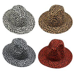 Fedora Animal Print Felted Casual Party Halloween Wide-Brim Cheetah Leopard 