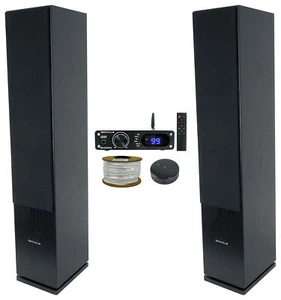 2) Rockville RockTower 64B Home Audio Tower Speakers+Bluetooth Amp+Wifi Receiver - Picture 1 of 12