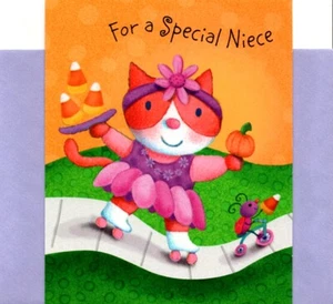 Happy Halloween Niece Kitty Cat Kitten Ballerina Hallmark Greeting Card - Picture 1 of 3