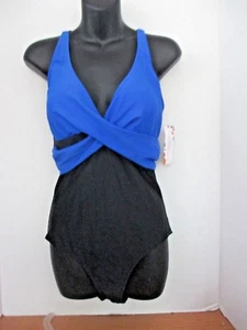 ENJOY THE SUNSHINE~Blu e Nero COSTUME DA BAGNO UNICO~Donna XL~NUOVO CON ETICHETTE - Foto 1 di 4