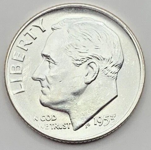 1953-D Silver (.900) Roosevelt Dimes 10C - Free Shipping- Uncirculated Cover