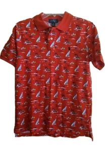Polo Ralph Lauren Boy 100% Cotton Big Pony Mesh Polo Shirt Red SZ L (14-16) NWT - Picture 1 of 8