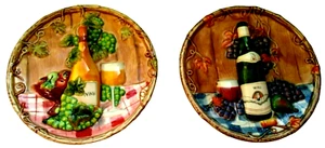 Design Plates By Ganz-Raised Wine Bottles-Use Bar/Cave/Wine Cellar Art-Rare Set - Picture 1 of 10