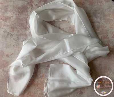 HEIDIFEATHERS 5 bufandas de seda blancas naturales 'Ponge 5' 180 x 45 fieltro Nuno, pintura, teñido