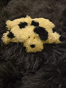 14" RARE HTF Jellycat Dog Truffles Plush Floppy White Terrier Black Spots Pillow - Picture 1 of 7