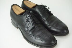 Brooks Brothers Black Broque Wingtip Leather Mens Dress Shoes Sz 9 Made in Italy