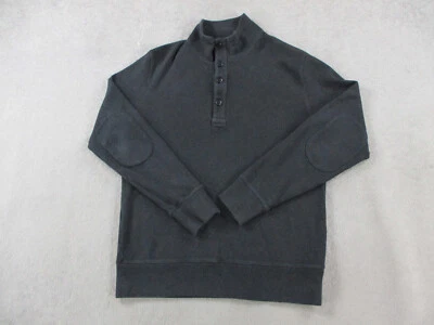 Suéter Lands End Para Hombres Gris Medio Henley Peso Pesado Codo Parche Lona Tejido Foto 1 de 4