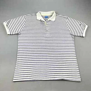 Vintage Ocean Pacific Polo Shirt Adult Medium Cream Purple Striped OP USA 80s - Picture 1 of 11