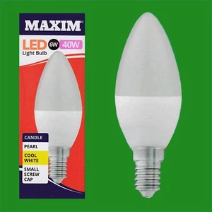 4x 6W (= 40W) LED Perla 4000K Blanco Frío Ses E14 Bombillas Tipo Vela Lámpara - Imagen 1 de 2