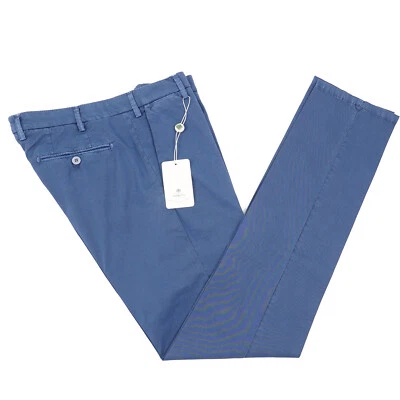 Pantalones chinos Luigi Borrelli ajustados azul medio ligero de algodón 31 nuevos con etiquetas Foto 1 de 4