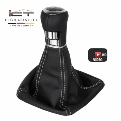 ICT Schaltknauf Leder Schaltsack für Ford Mondeo MK4 Naht silber B65 - Bild 1 von 4