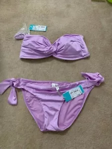 SEAFOLLY STOLLY SHINE BIKINI SIZE 12 LILAC BANDEAU TOP (ORIG £90) RECORDED POST - Picture 1 of 7