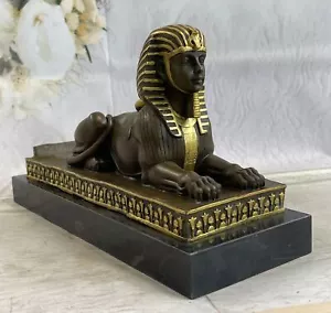 Rare Vintage Europeo Finery Art Deco Egiziano Revival Bronzo Sfinge Fermalibri - Foto 1 di 7