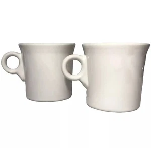 2 Homer Laughlin Fiestaware Fiesta Coffee Tea Mugs Cups White Ring Handle 10 oz - Picture 1 of 12