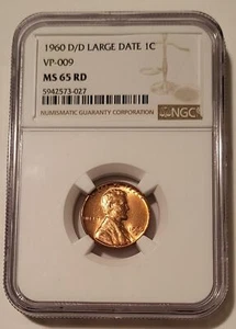 1960 D/D Lincoln Memorial Cent Large Date VP-009 MS65 RED NGC - Picture 1 of 4