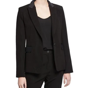 Rag & Bone rylie crepe blazer Sz 2 black one button wool blend A6C - Picture 1 of 5