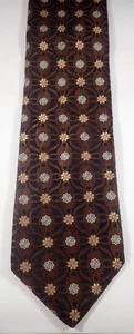 IKE BEHAR RED & BLACK w/ BLUE & GREEN FLOWERS GEOMETRIC WOVEN 100% SILK NECK TIE - Picture 1 of 9