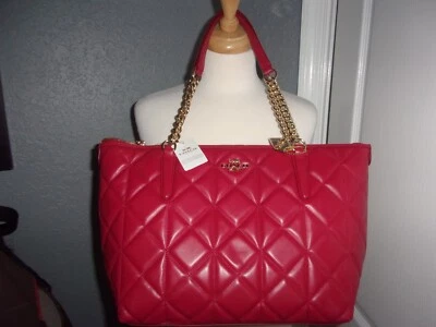 BOLSO DE MANO COACH MUJER CADENA AVA EN CUERO ACOLCHADO F36661 Rojo NUEVO PRECIO DE VENTA SUGERIDO POR EL FABRICANTE $495 Foto 1 de 4