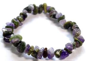 PERIDOT AND AMETHYST CRYSTAL HEALING BRACELET, WITH FREE AMETHYST TUMBLESTONE - Picture 1 of 4