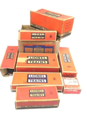 VINTAGE USED MASSIVE LOT OF LIONEL TRAIN ORIGINAL TOY BOXES VARYING WEAR & TEAR - Image 1 of 4