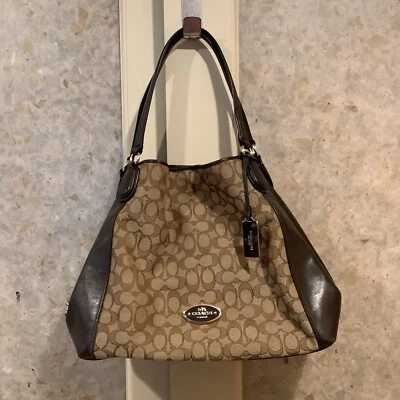 Bolso de Mano USADO COACH 33523 Signature Lona/Cuero Marrón Beige Informal Foto 1 de 4