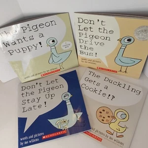 Mo Willems Pigeon Books...Wants Puppy, Drive Bus, Stay Up Late, Duckling Cookie - Picture 1 of 18