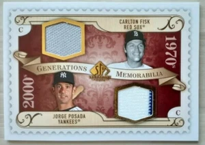 2009 UD SP LEGENDARY CUTS CARLTON FISK BOSTON /JORGE POSADA NEW YORK YANKEES - Picture 1 of 2