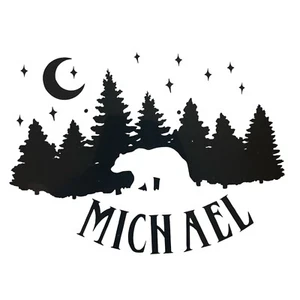 Custom Name Bear Forest Sticker Decal Hiking Outdoor Car Laptop Hardhat Decor - Picture 1 of 2
