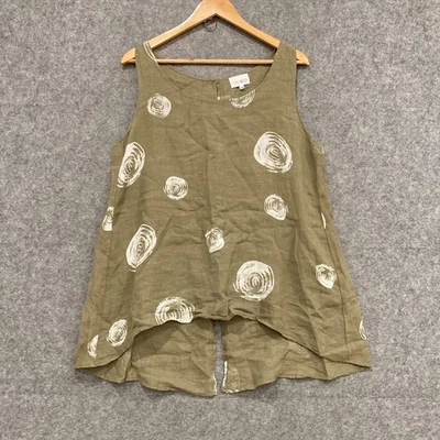 Blusa Cali & Co Top Mujer Talla S/M Verde Lino Sin Mangas Cuello Redondo 49214 Foto 1 de 4