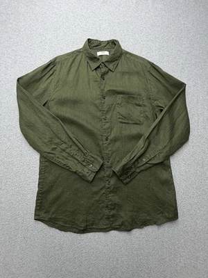Uniqlo Shirt Mens Large Olive 100% Linen Long Sleeve Button Front Pocket Casual - Image 1 of 4