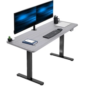 VIVO Electric 60” x 24” Stand Up Desk Workstation | Dark Gray Table Top, Black - Picture 1 of 8