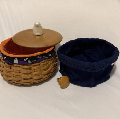 Longaberger 2004 cesta de Halloween, tapa, 2 forros, protector Foto 1 de 4