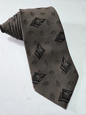  Галстук мужской WEMBLEY WELSILK коричневый и черный роскошный галстук из шелковой смеси 57 дюймов x 3,25 дюйма  - Изображение 1 из 4