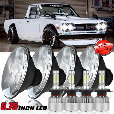 4Pcs For Datsun 620 Pickup 1972-1974 DOT 5-3/4 5.75" inch H4 LED Headlights A+++ - Image 1 of 4