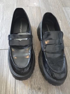 Mocasines gruesos Madden Girl talla 8,5 charol negro Lando Content Penny Y2K Academia - Imagen 1 de 9