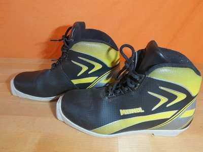 Meindl Cross Country Ski Boots Kids Size 37 - SNS Profile Bindings, Black and Yellow - Image 1 of 4