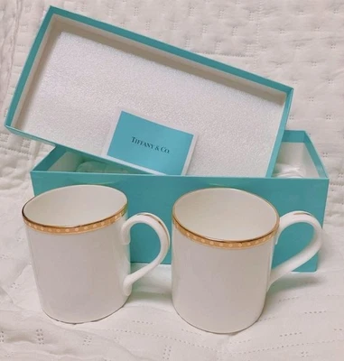 Tiffany & Co. Juego de 2 tazas de café de té de porcelana con caja NUEVO Foto 1 de 4