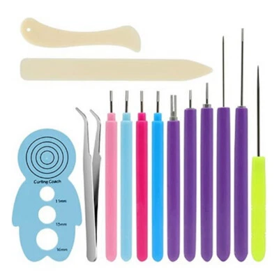 Kit ranurado de herramientas de acolchado de papel de 14 piezas, herramienta de rizo rodante de tamaños surtidos** Foto 1 de 4