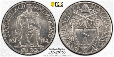 1942 Vatican City Anno IV 20 Centesimi PCGS MS66 Beautiful Superb Gem       4818 - Image 1 of 4