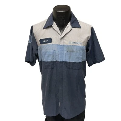 Vtg 80's Red Kap Men Blue Embroidered HONDA Work Wear MECHANIC Auto Shop Shirt - Image 1 of 4