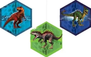 JURASSIC WORLD Dino Hybrid HONEYCOMB DECORATIONS (3) ~ Birthday Party Supplies - Picture 1 of 1