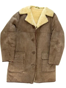 Vintage Antartex Schottland Shearling Rancher Bergmantel Größe 38R Leder Lammfell - Bild 1 von 11