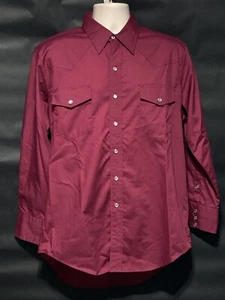 Vintage Mens Western Shirt Malco Modes San Fran Maroon 16-1/2 x 33 Yoke Back - Picture 1 of 6